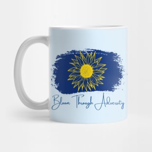 Bloom Through Adversity - Yellow Sunflower/Blue Paint Streak Mug